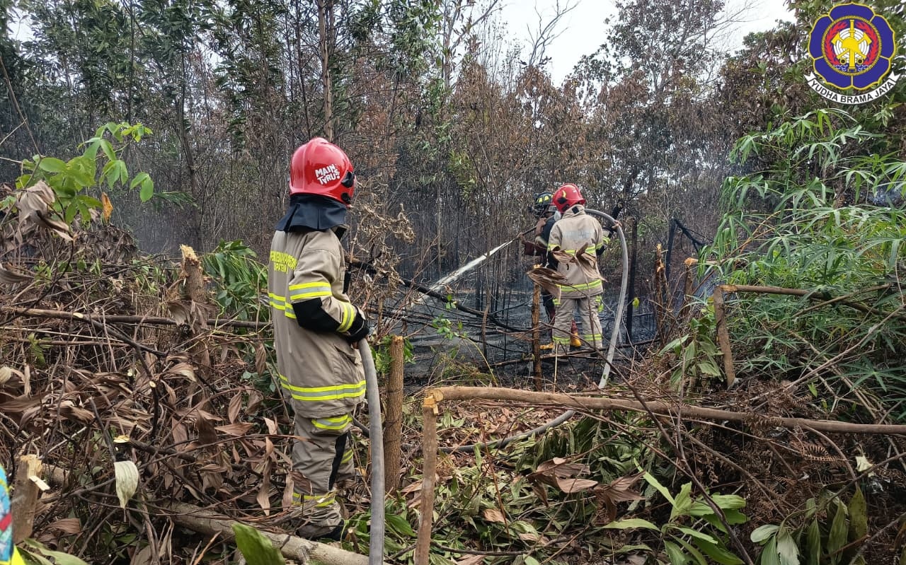 Damkar Banjar Tangani Kebakaran Lahan di Jalan Karang Anyar