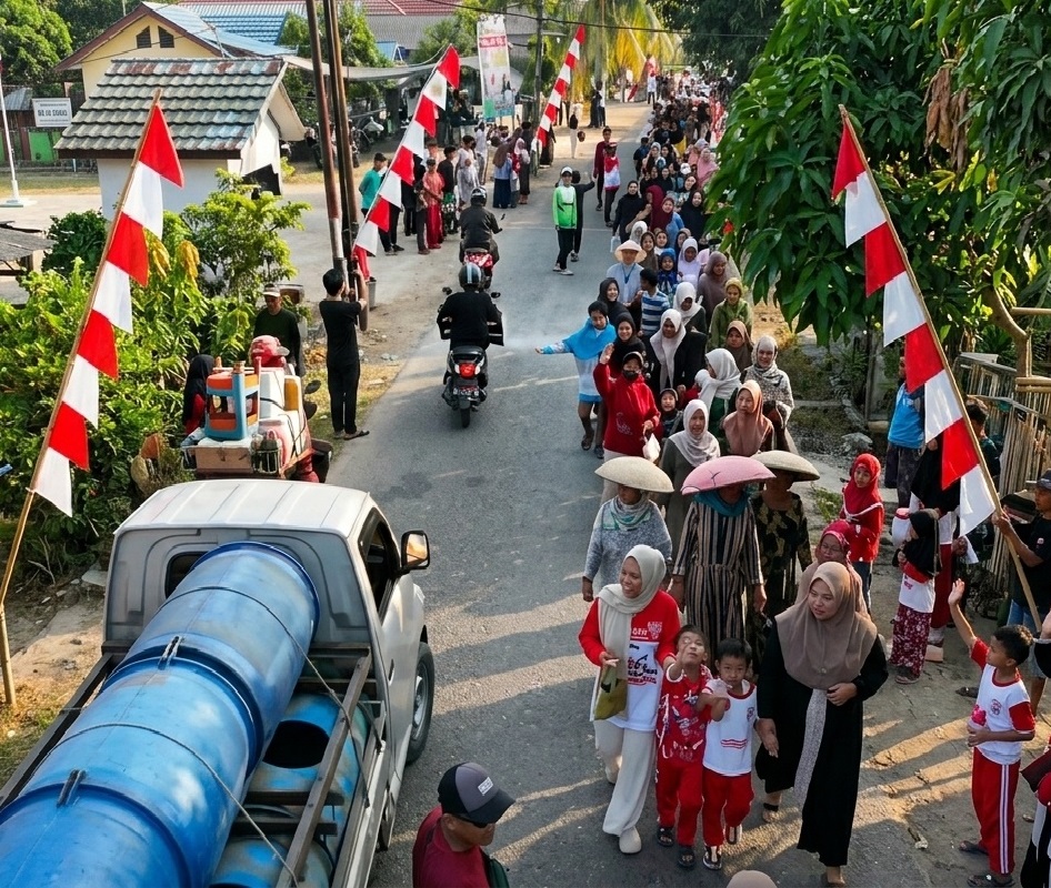 Semarak Kemerdekaan ke-81 RI, Pemerintah Desa Sungai Rangas Tengah Gelar Jalan Sehat Bersama Warga