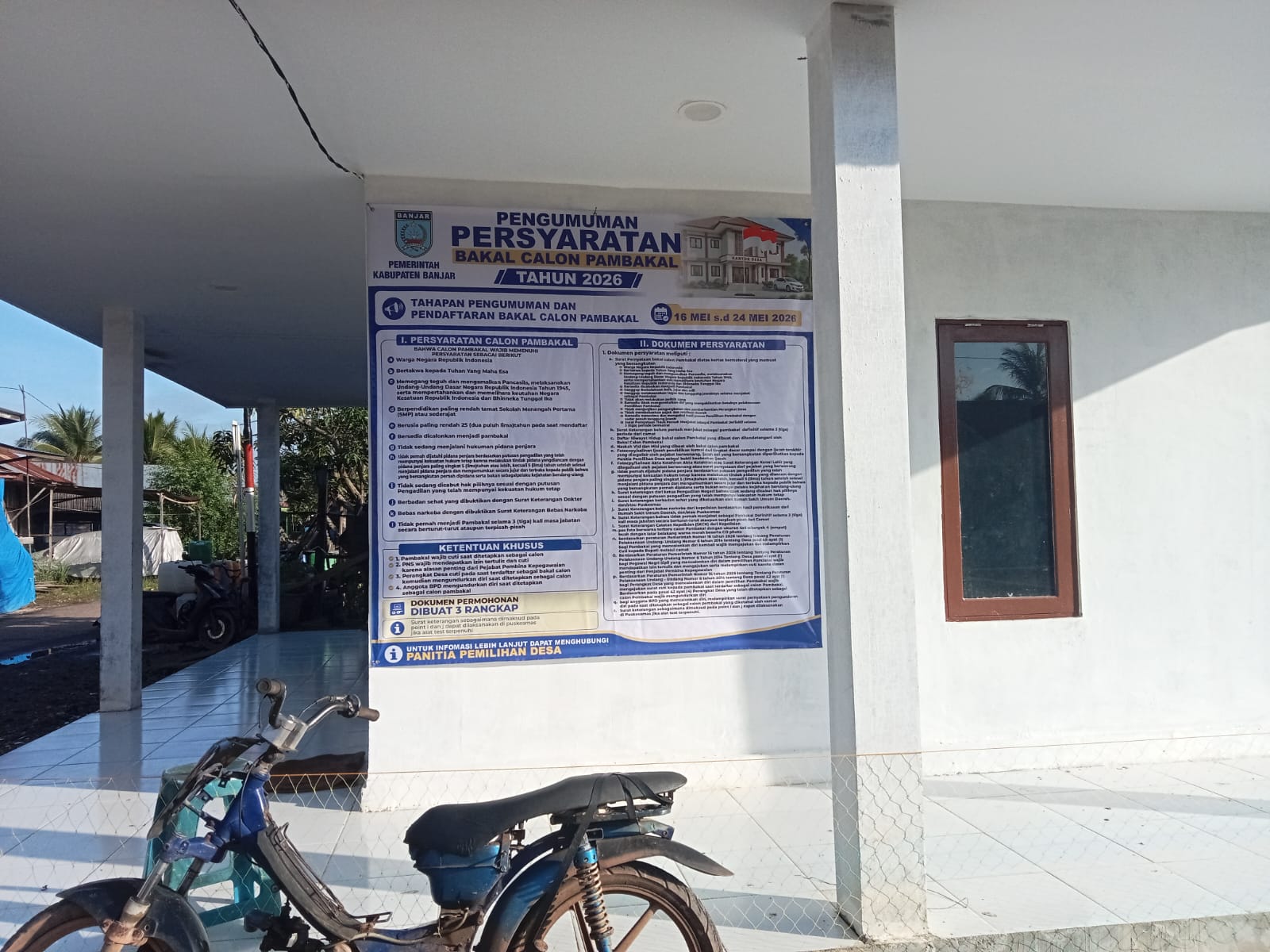Sepanduk Informasi Pendaftaran Calon Pambkal di Desa Jambu Burung Mulai Terpasang