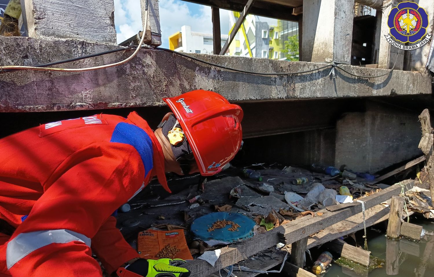 Dinas Damkar Tangani Kucing di Kolong Jembatan Komplek Bunyamin Residence