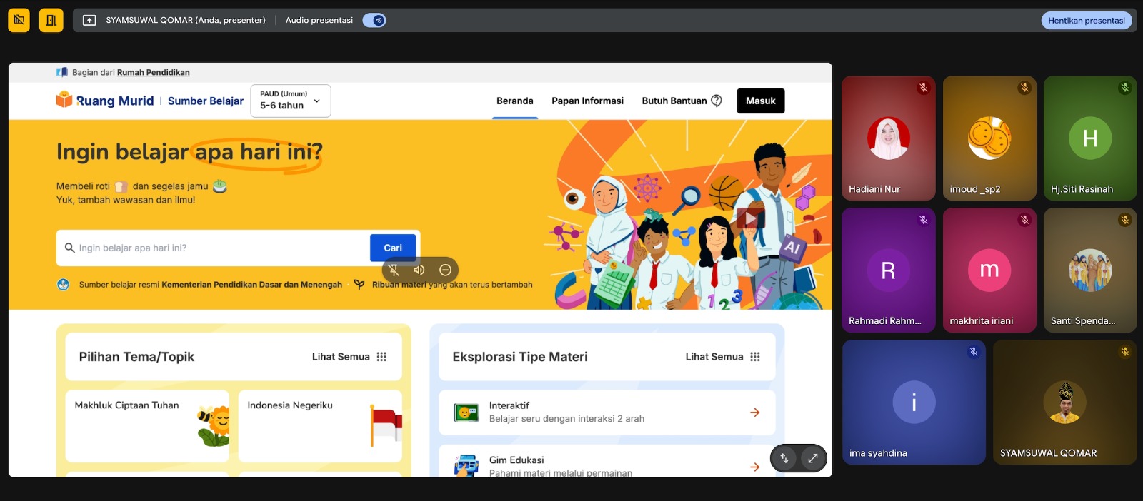Pengawas TK Kabupaten Banjar Gelar Rakor Pemantapan Monitoring Evaluasi PJJ dan Optimalisasi Penggunaan Ruang Murid